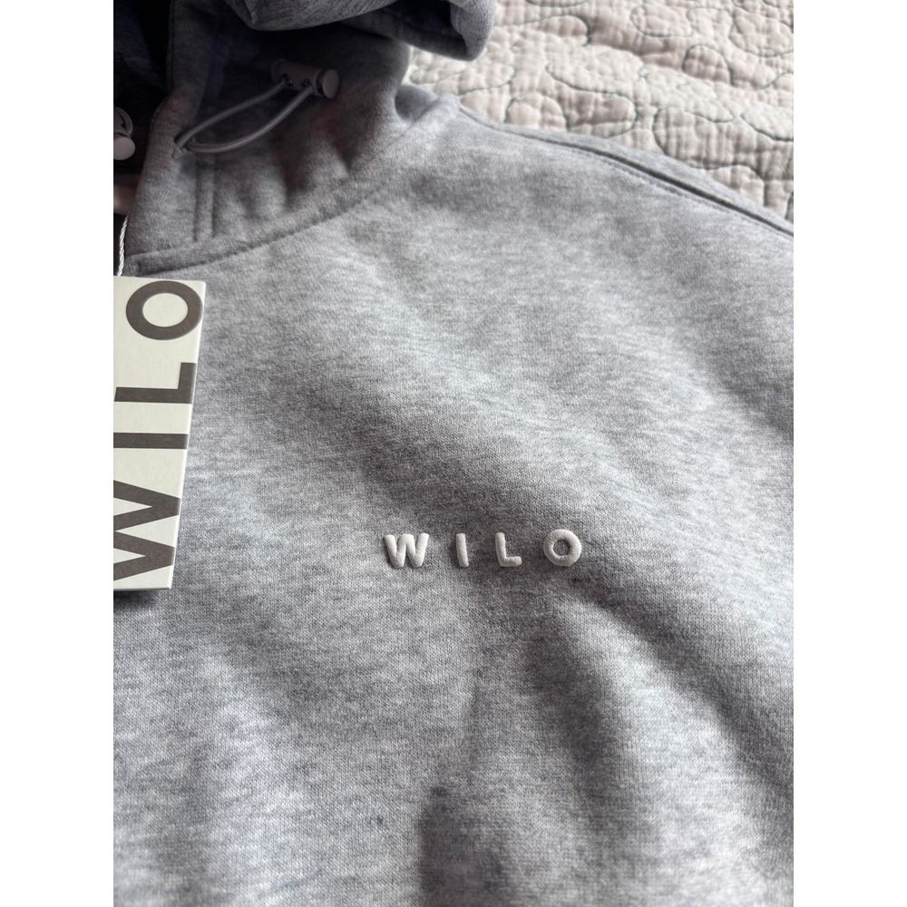 Wilo The Label Womens Brushed Fleece Crop Zip Hoodie Grey Marle Size Small - Picture 2 of 7